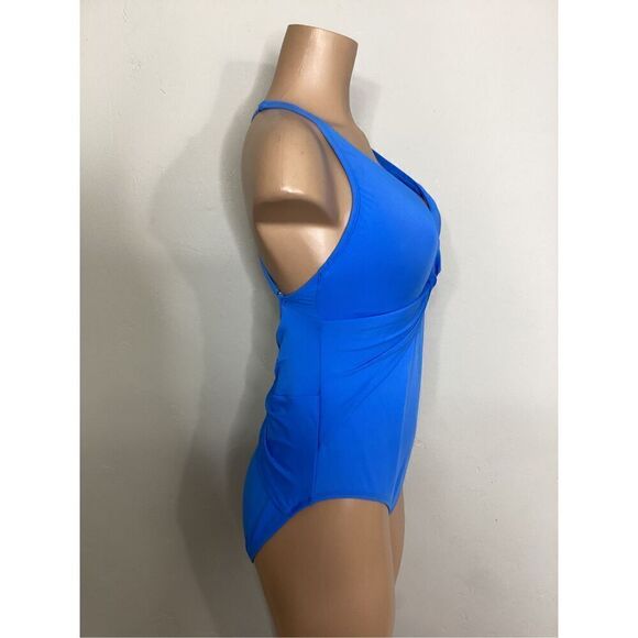 New. Blue Rod Beattie Twist and Shout Plunge One Piece Swimsuit. Size 14. Normal - Picture 8 of 11